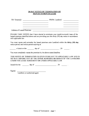 30 Day Notice  Form