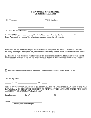 10 Day Notice Missouri  Form