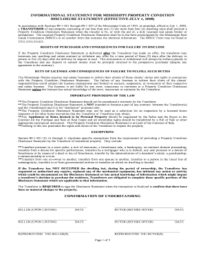 Mississippi Residential Real Estate Sales Disclosure Statement  Form