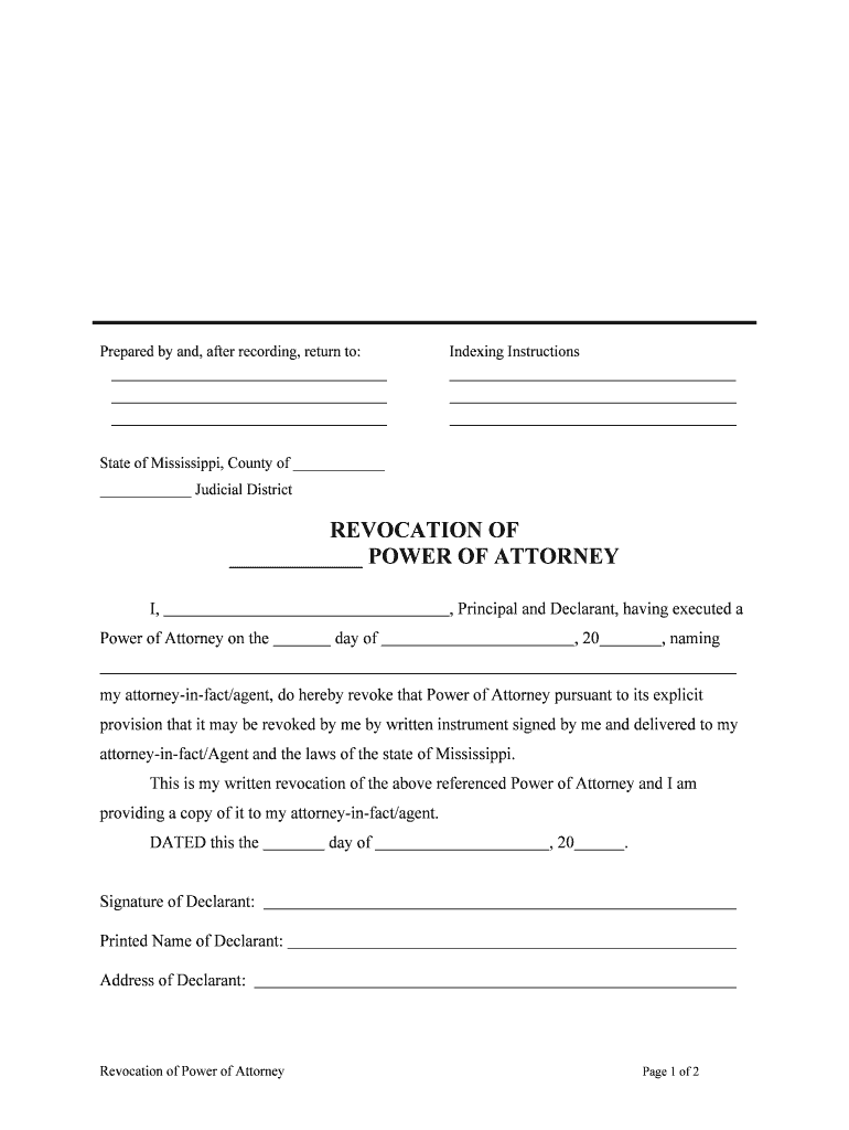 Mississippi Power Attorney  Form