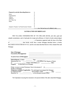 Nd Satisfaction Mortgage  Form