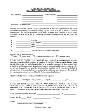 Notice Pay Rent  Form