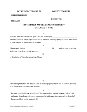 Disclaimer Real Property  Form