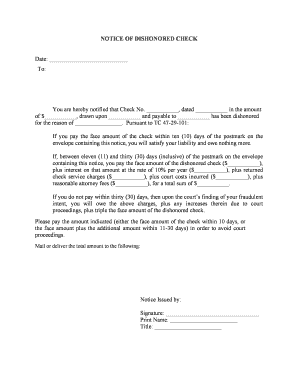 Tennessee Notice of Dishonored Check Civil Keywords Bad Check, Bounced Check  Form