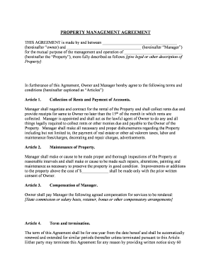 Texas Property Manager Agreement  Form