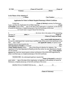 Petition Birth Certificate  Form