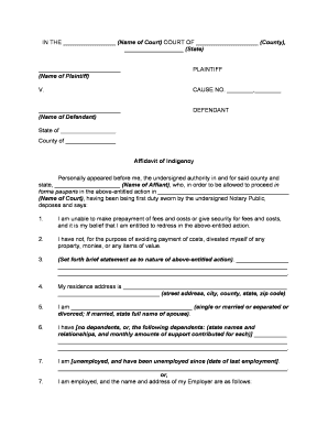 Indigency Waiver Form