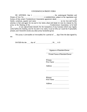 Condominium Proxy Form