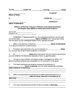 Attorney Evidence  Form