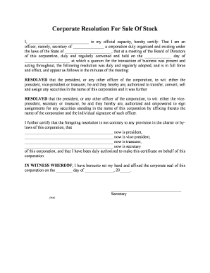 Corporate Resolution Form