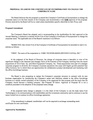 Notice of Filing of a Proposed Rule Change to Amend the Certificate of Form