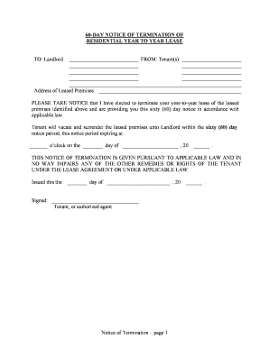 Notice Terminate Lease  Form