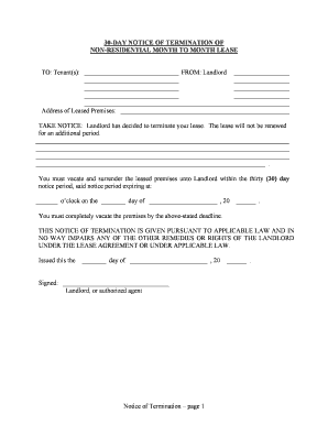 Terminate Tenancy Agreement  Form