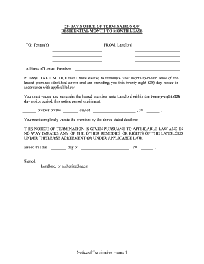 Notice Terminate Lease Agreement  Form