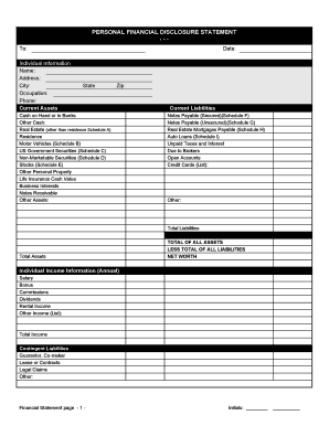 Personal Financial Statement Parke Bank  Form