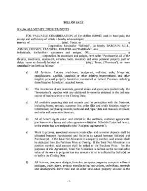 Texas Bill of Sale in Connection with Sale of Business by Individual or Corporate Seller  Form