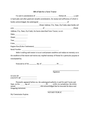 Farm Tractor Bill of Sale  Form