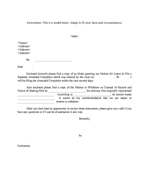 Enclosed Herewith Please Find a Copy of an Order Granting Our Motion for Leave to File a  Form