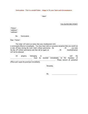 This Letter Will Serve as Notice that Your Employment with  Form