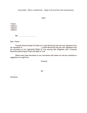 Enclosed Herewith Please Find Drafts of a Master Revolving Note and Loan Agreement from  Form