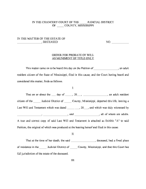 ESTATES CODE CHAPTER 257 PROBATE of WILL as MUNIMENT  Form