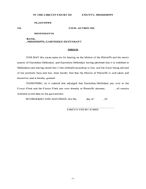 In the CIRCUIT COURT OFCOUNTY, MISSISSIPPI  Form