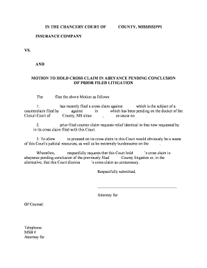 Rule 10 Counterclaims, Cross Claims and Third Party Claims  Form