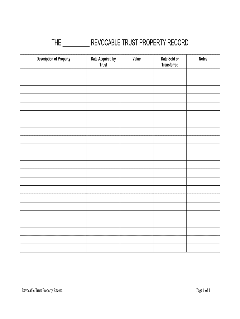 THEREVOCABLE TRUST PROPERTY RECORD  Form