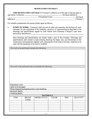 North Carolina Contract Form Agreement