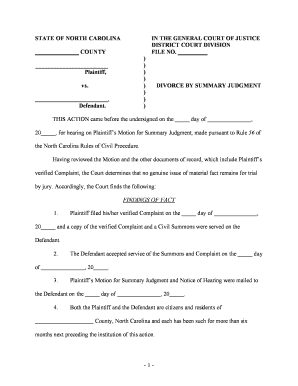 Absolute Divorce the North Carolina Judicial Branch  Form