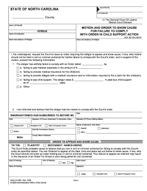 Child Support UNC School of Government  Form