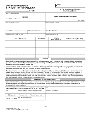 Name of Defendant or Father  Form