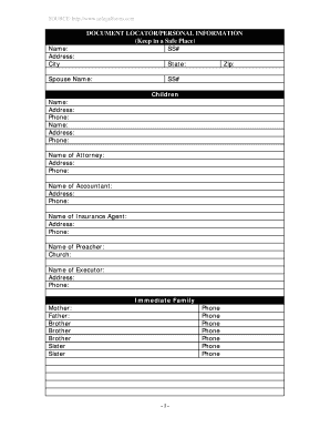 Personal Information Form PDF