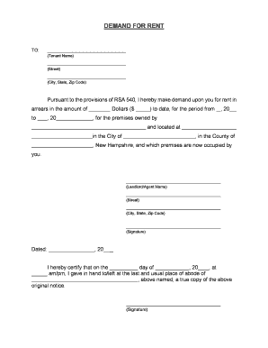 Demand Rent New Hampshire  Form