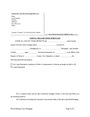 PARTIAL RELEASE from MORTGAGE  Form