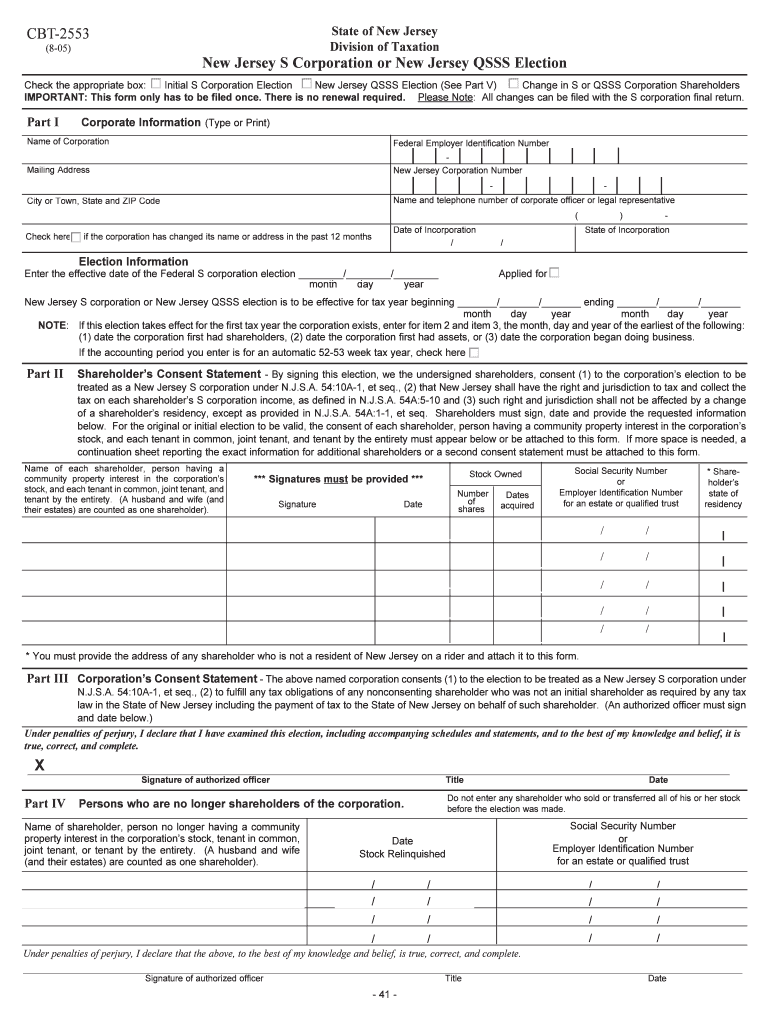 Division of Revenue S CORPORATION STATUS NJ Gov  Form