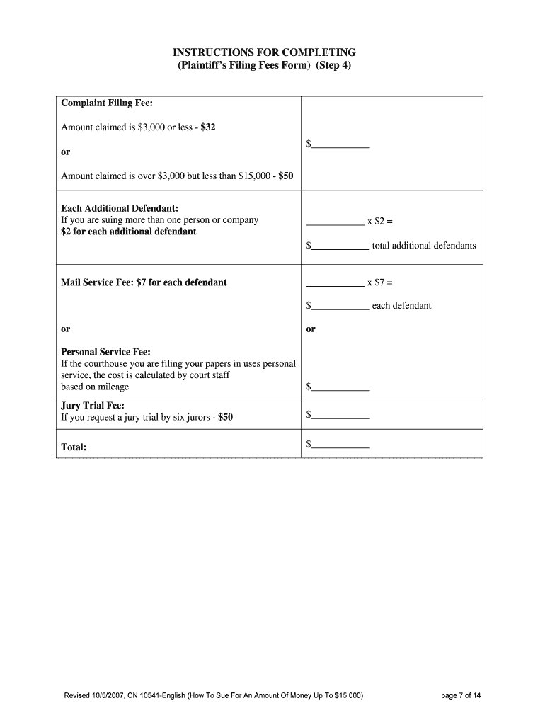 Small Claims the North Carolina Judicial Branch  Form