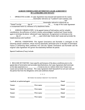 Termination Lease Landlord  Form