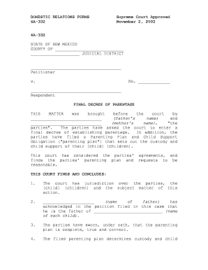 Final Parentage Order  Form