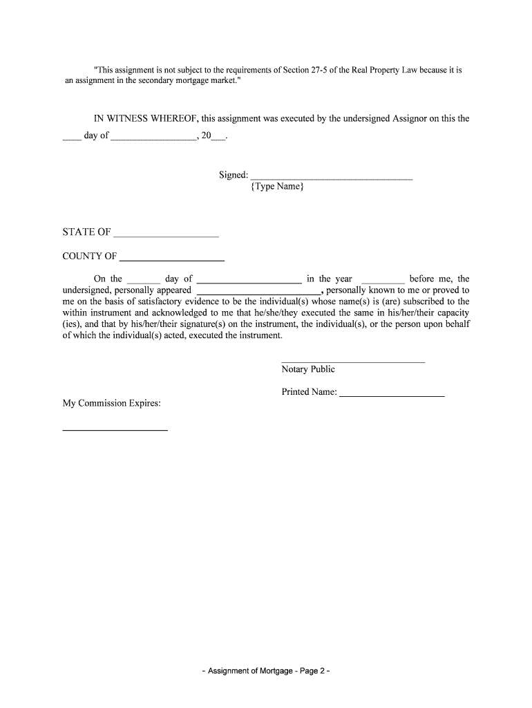 Assignment Mortgage  Form