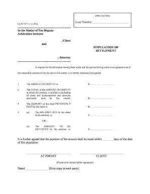 New York Stipulation of Settlement Fee Dispute  Form