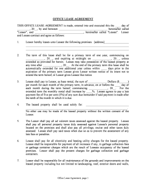New York Office Lease Agreement  Form