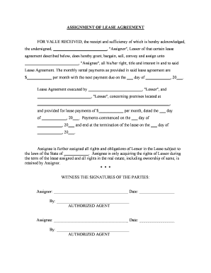 Assignment Lease Form