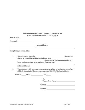 1311 06 Affidavit Time Period for Filing Contents Ohio Revised Code  Form