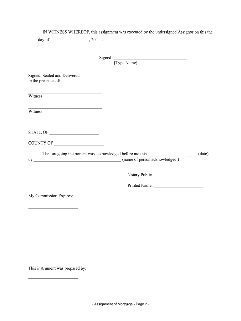 Ohio Assignment of Mortgage by Individual Mortgage Holder  Form