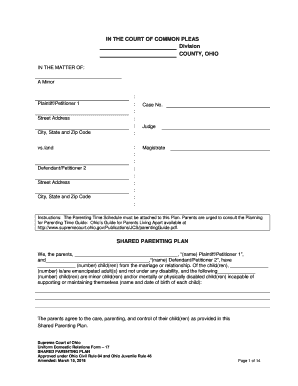 Juvenile Court Motion for Change in Custody Washington County, OH  Form
