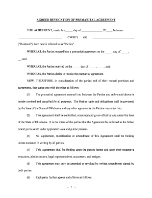 Revocation Prenuptial Form Agreement