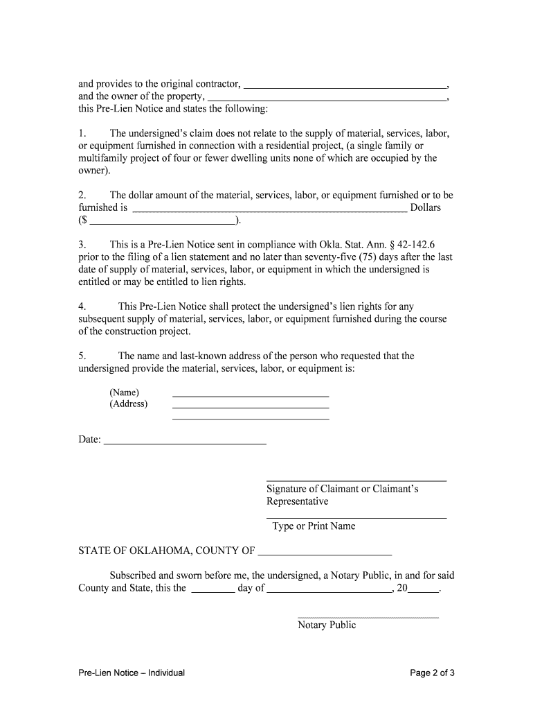 PHYSICIAN'S LIEN S a &amp;amp;I 4060 STATE of OKLAHOMA SS  Form
