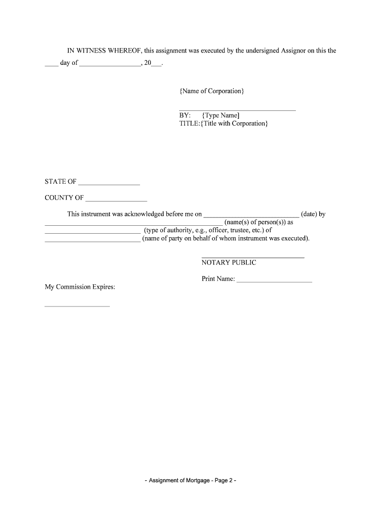 Oklahoma Assignment of Mortgage by Corporate Mortgage Holder  Form