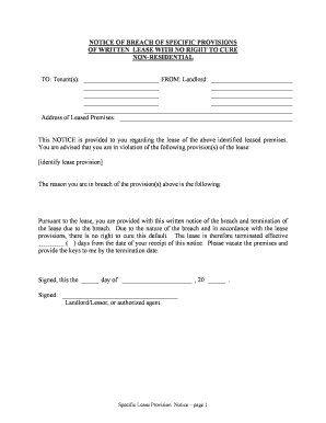 Oklahoma Notice of Breach of Written Lease for Violating Specific Provisions of Lease with No Right to Cure for Nonresidential P  Form